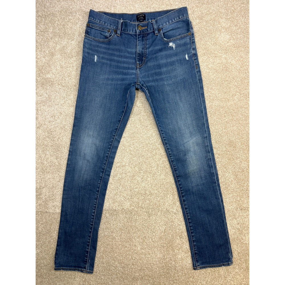 J Crew Driggs Slim Fit Jeans Mens 29x32 Blue Denim‎ Distressed Pockets